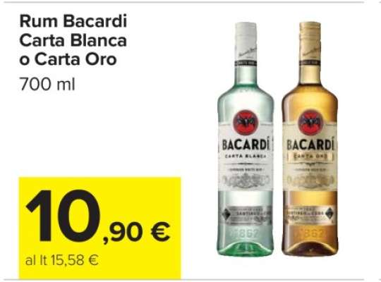 Rum Bacardi Carta Blanca o Carta Oro