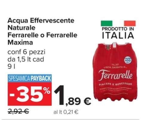 Acqua Effervescente Naturale Ferrarelle o Ferrarelle Maxima