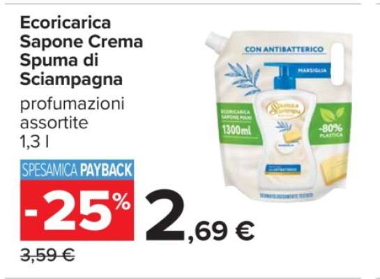 Ecoricarica Sapone Crema Spuma di Sciampagna