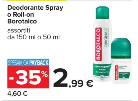 Deodorante Spray o Roll-On Borotalco