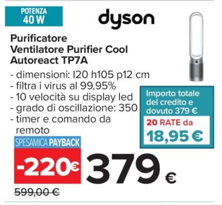 Dyson Purificatore Ventilatore Purifier Cool Autoreact TP7A