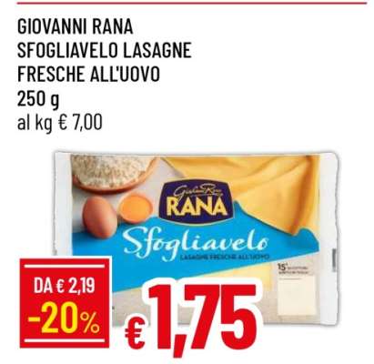 GIOVANNI RANA SFOGLIAVELO LASAGNE FRESCHE ALL'UOVO