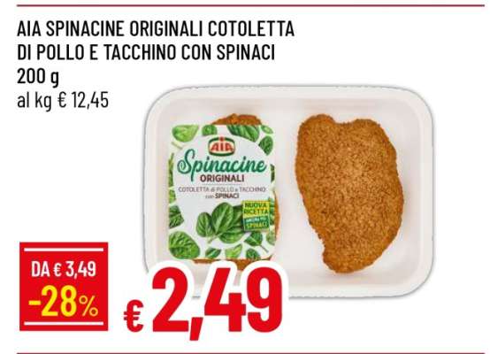 AIA Spinacine Originali Cotoletta di Pollo e Tacchino con Spinaci