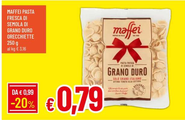 Maffei Pasta Fresca di Semola di Grano Duro Orecchiette 250 g