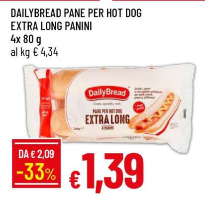 DAILYBREAD PANE PER HOT DOG EXTRA LONG PANINI