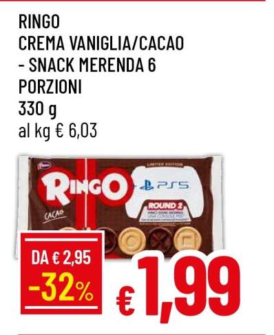 Ringo Crema Vaniglia/Cacao - Snack Merenda 6 Porzioni