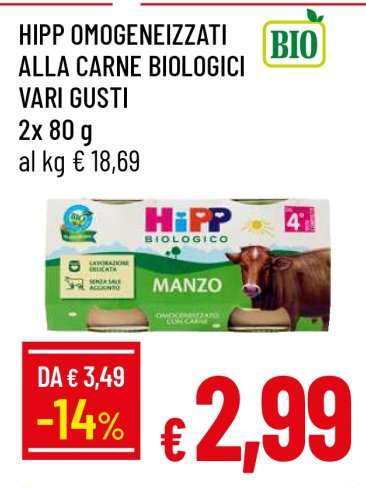 HIPP OMOGENEIZZATI ALLA CARNE BIOLOGICI VARI GUSTI