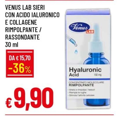 VENUS LAB SIERI CON ACIDO IALURONICO E COLLAGENE RIMPOLPANTE / RASSONDANTE