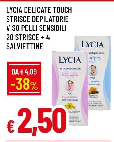 Lycia Delicate Touch Strisce Depilatorie Viso Pelli Sensibili