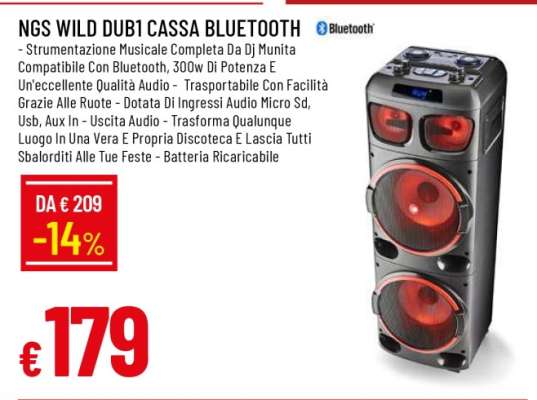 NGS WILD DUB1 CASSA BLUETOOTH