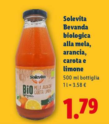 Solevita Bevanda biologica alla mela, arancia, carota e limone