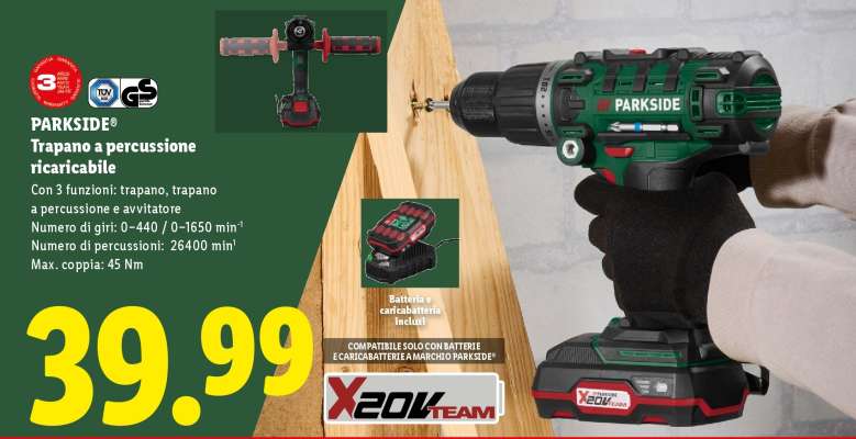 PARKSIDE® Trapano a percussione ricaricabile