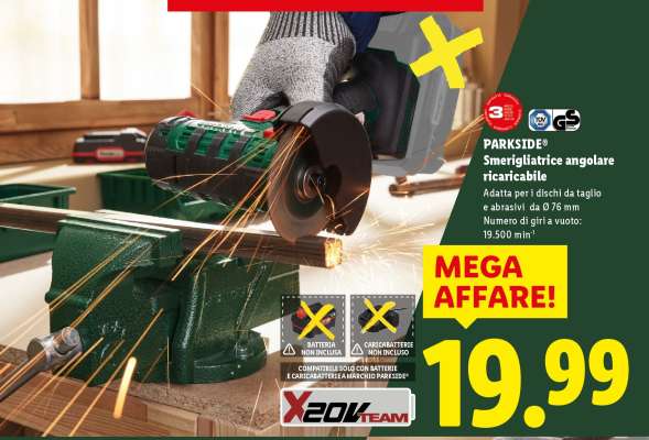 PARKSIDE® Smerigliatrice angolare ricaricabile