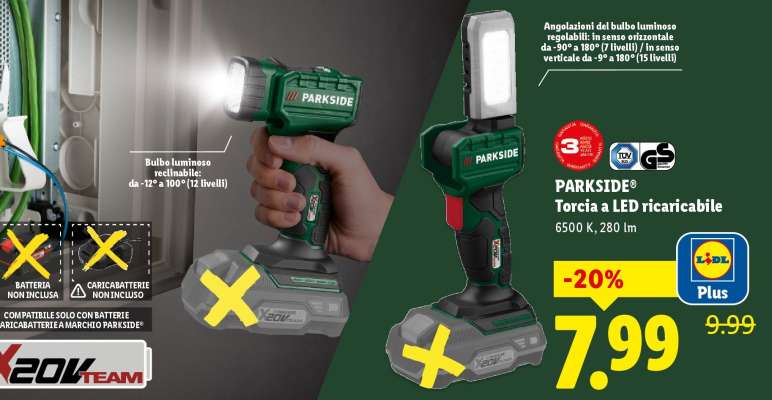 PARKSIDE® Torcia a LED ricaricabile