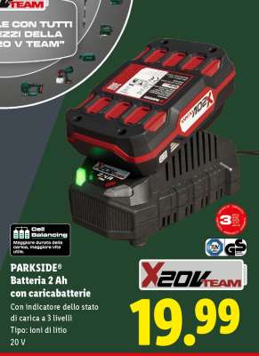 PARKSIDE® Batteria 2 Ah con caricabatterie