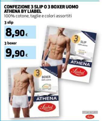 CONFEZIONE 3 SLIP O 3 BOXER UOMO ATHENA BY LIABEL