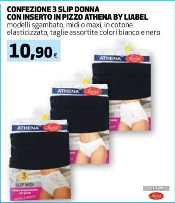 Confezione 3 slip donna con inserto in pizzo Athena by Liabel