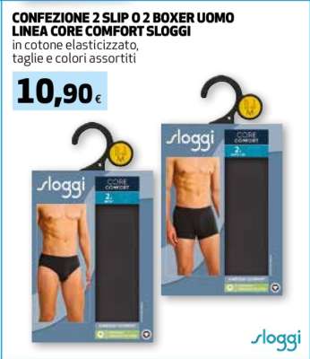 CONFEZIONE 2 SLIP O 2 BOXER UOMO LINEA CORE COMFORT SLOGGI