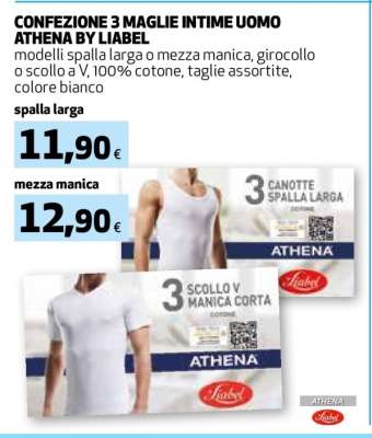 CONFEZIONE 3 MAGLIE INTIME UOMO ATHENA BY LIABEL