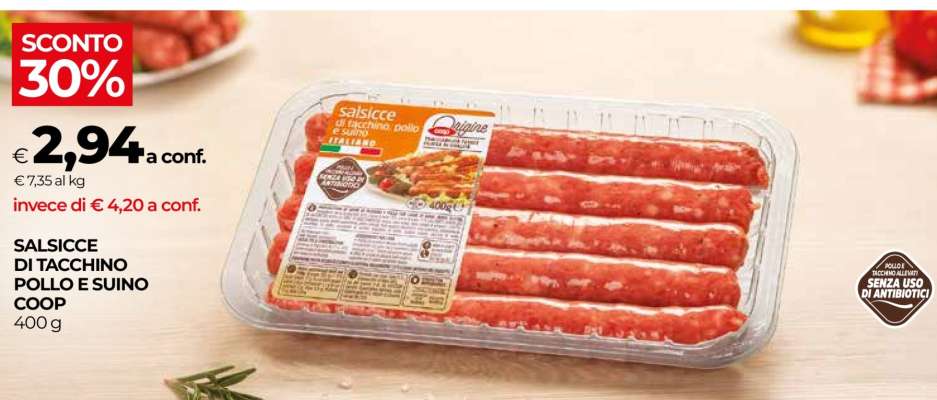 SALSICCE DI TACCHINO POLLO E SUINO COOP