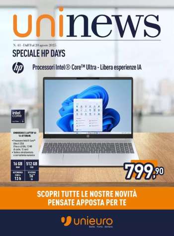 Volantino Unieuro - 8/8/2025 - 20/8/2025.