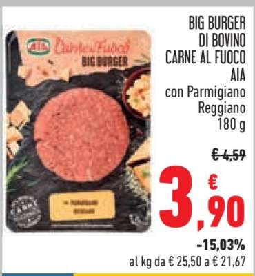 BIG BURGER DI BOVINO CARNE AL FUOCO