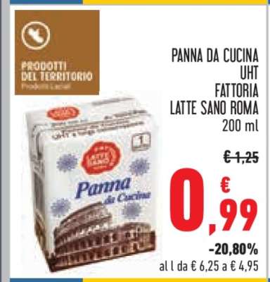 Panna da Cucina UHT Fattoria Latte Sano Roma