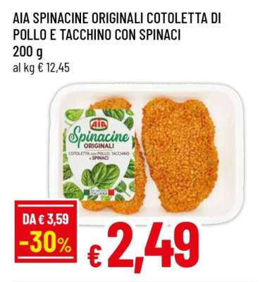 AIA Spinacine Originali Cotoletta di Pollo e Tacchino con Spinaci