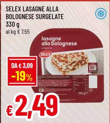 SELEX LASAGNE ALLA BOLOGNESE SURGELATE
