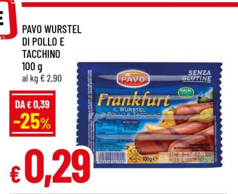 PAVO WURSTEL DI POLLO E TACCHINO