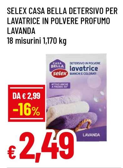 SELEX CASA BELLA DETERSIVO PER LAVATRICE IN POLVERE PROFUMO LAVANDA