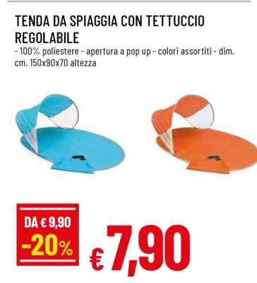 TENDA DA SPIAGGIA CON TETTUCCIO REGOLABILE
