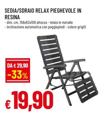 Sedia/Sdraio Relax Pieghevole in Resina