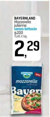 BAYERNLAND Mozzarella julienne senza lattosio