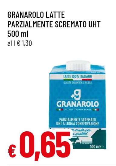 GRANAROLO LATTE PARZIALMENTE SCREMATO UHT