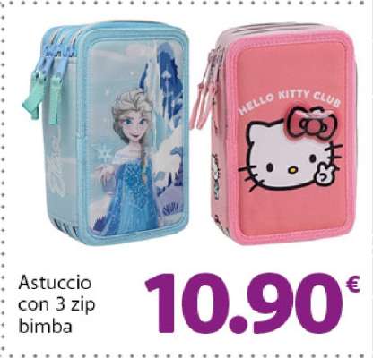 Astuccio con 3 zip bimba