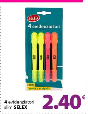4 evidenziatori slim SELEX