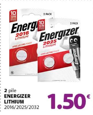 2 pile ENERGIZER LITHIUM