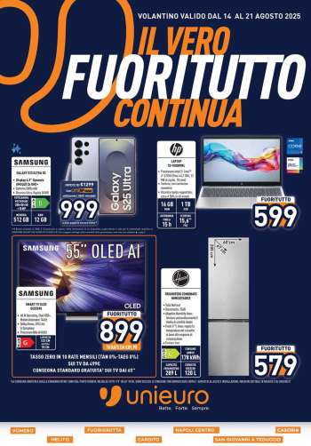 Volantino Unieuro - 14/8/2025 - 21/8/2025.