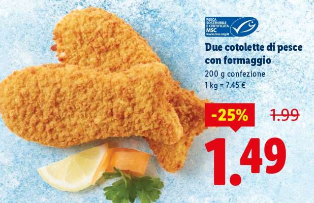 Due cotolette di pesce con formaggio