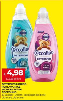 DETERSIVO LIQUIDO PER LAVATRICE WONDER WASH COCCOLINO