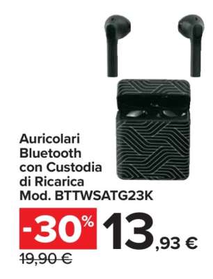 Auricolari Bluetooth con Custodia di Ricarica Mod. BTWSATG23K
