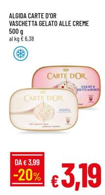 ALGIDA CARTE D'OR VASCHETTA GELATO ALLE CREME
