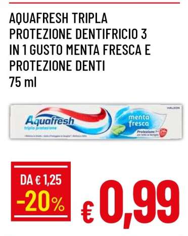 AQUAFRESH TRIPLA PROTEZIONE DENTIFRICIO 3 IN 1 GUSTO MENTA FRESCA E PROTEZIONE DENTI