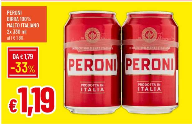 PERONI BIRRA 100% MALTO ITALIANO