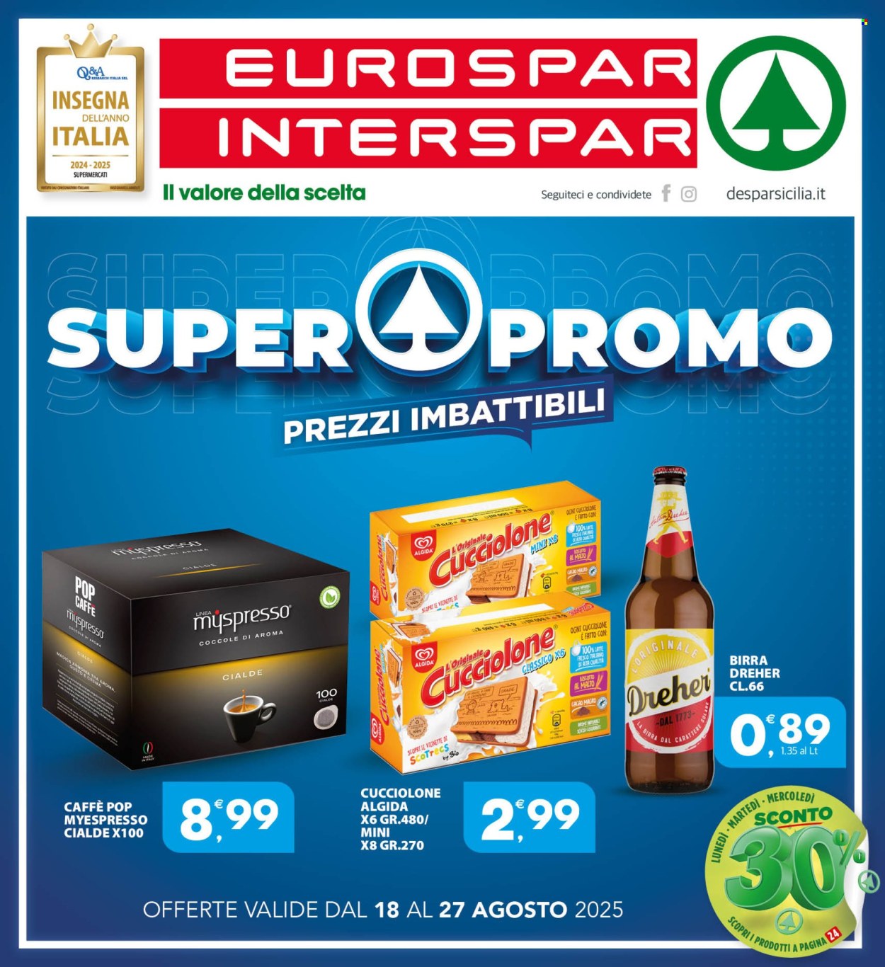 Volantino Eurospar - 18/8/2025 - 27/8/2025. Pagina 1