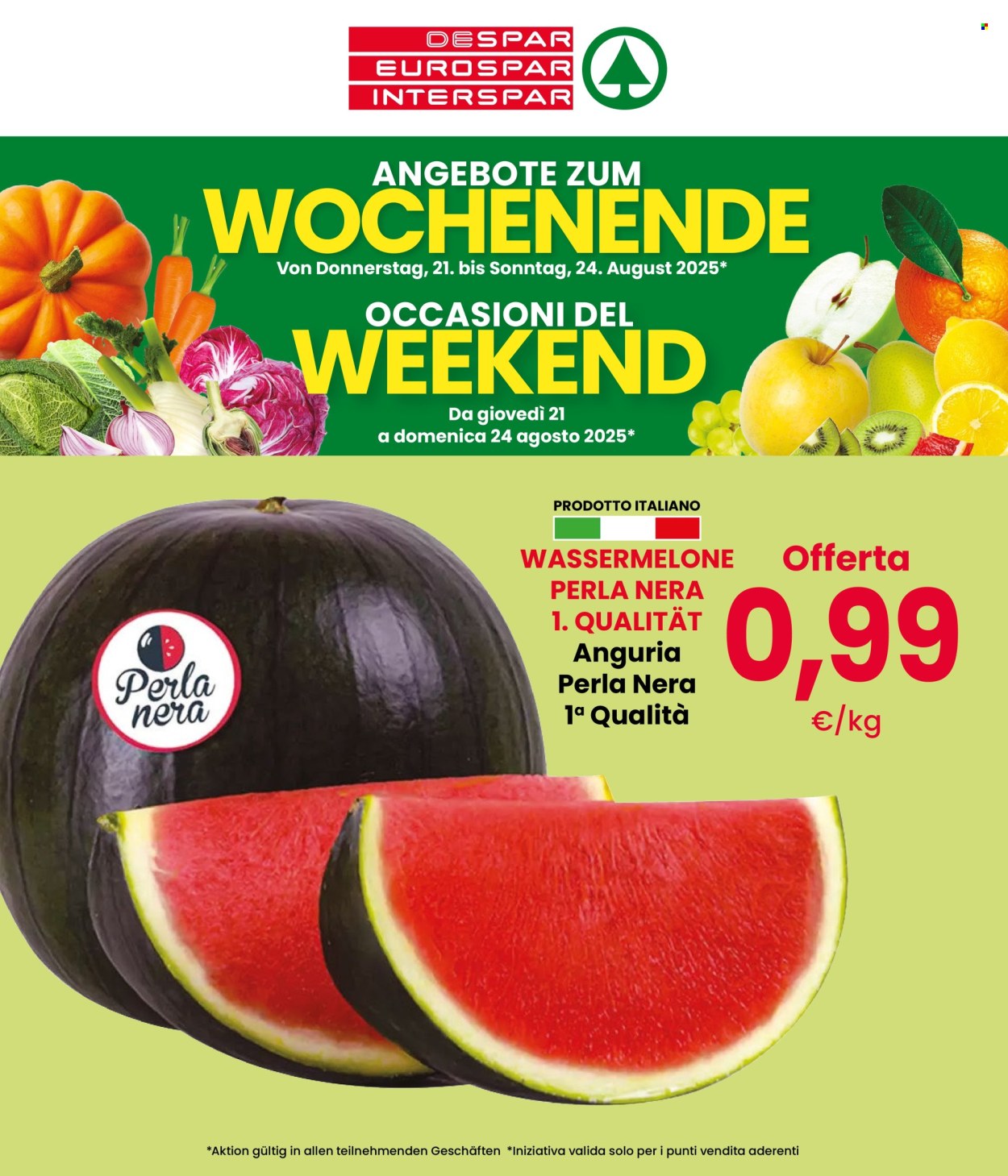 Volantino Eurospar - 21/8/2025 - 24/8/2025. Pagina 1