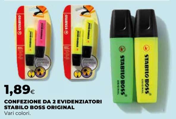Confezione da 2 evidenziatori Stabilo Boss Original