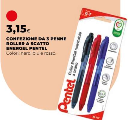 Confezione da 3 penne roller a scatto EnerGel Pentel
