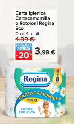Carta Igienica Cartacamomilla o Rotoloni Regina Eco